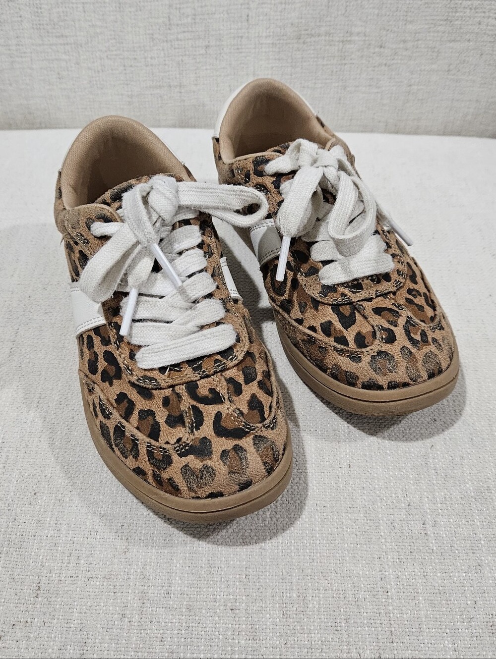Leopard Print Lace-Up Sneakers with White Accent